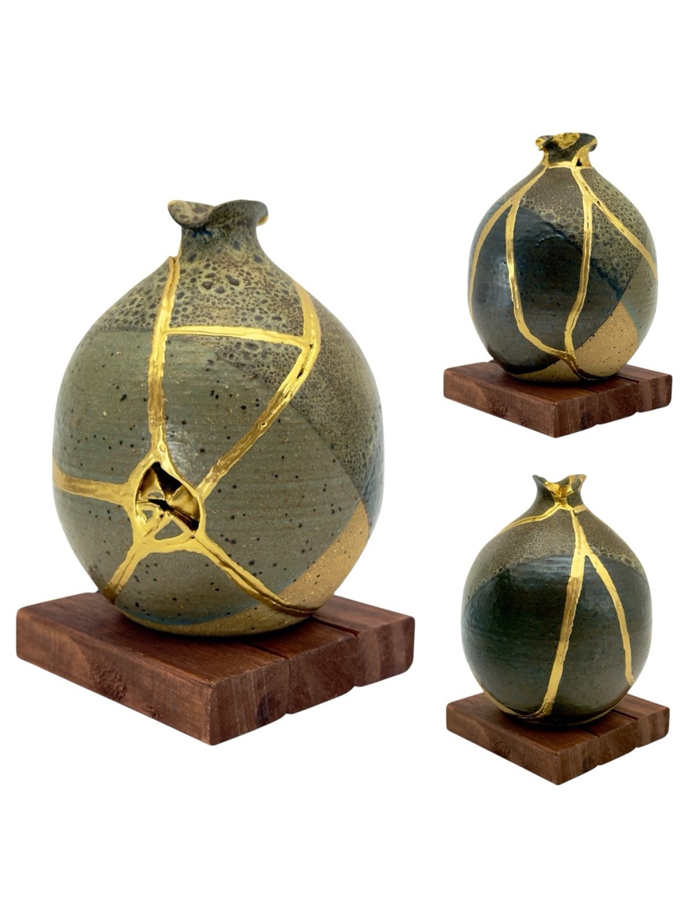 Kintsugi Vase Handmade Pottery Gold Crack Art Personal Growth Anniversary Gift